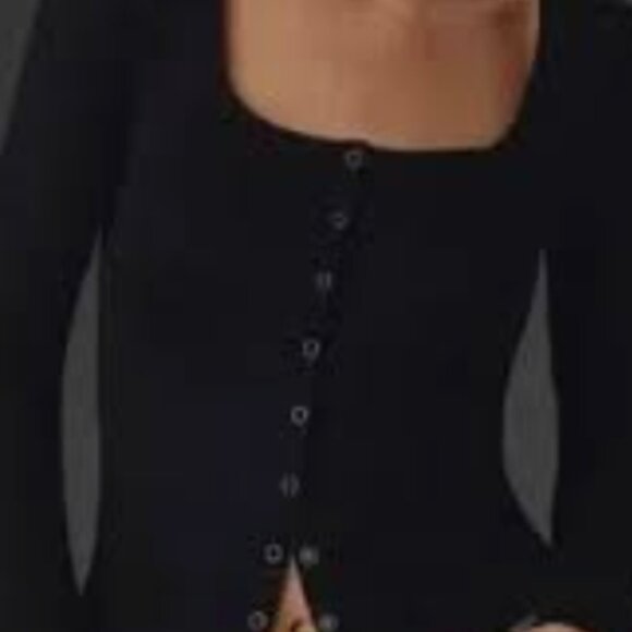 NWT Anthropologie Maeve Square-Neck Button-Front Cardigan Top In Black - Picture 3 of 12